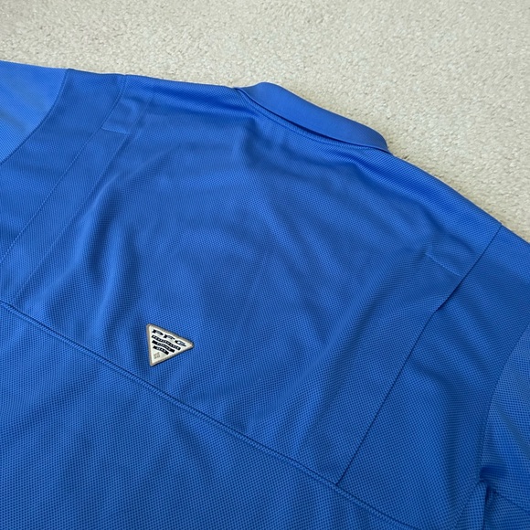Columbia PFG Omni-Shade Blue Short Sleeve Mesh Lined Mens X-Large Fishing Polo - Picture 10 of 11